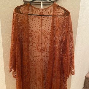 Burnt orange lace cardigan